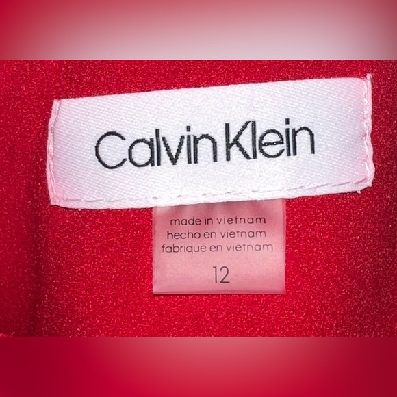 NWT Calvin Klein Red Ruffle V-Back dress - Picture 3 of 5